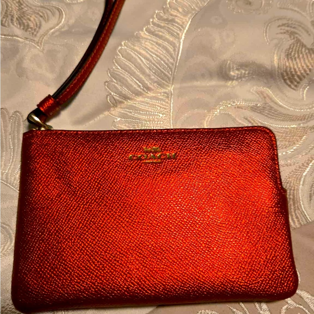 Coach Metallic Red Wristlet
